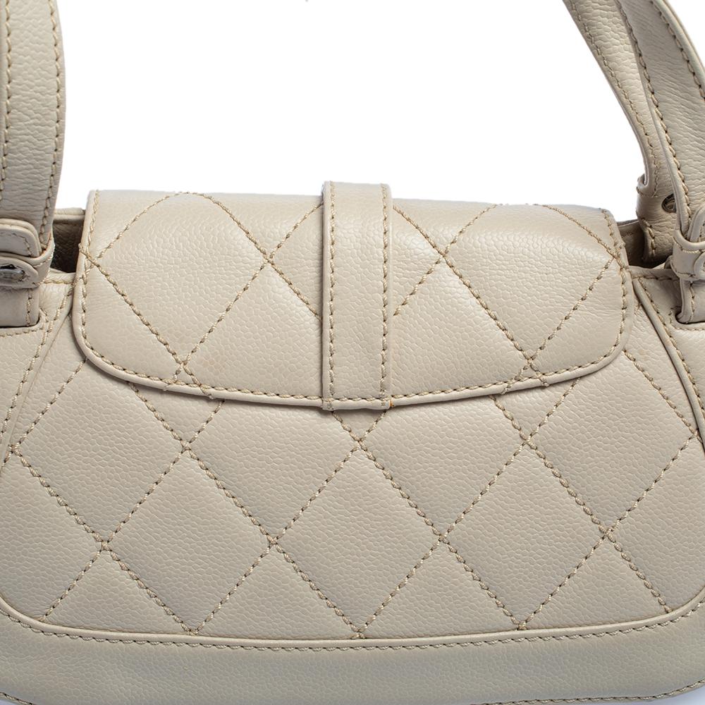 Chanel Cream Quilted Leather Mademoiselle Lock Flap Bag 3