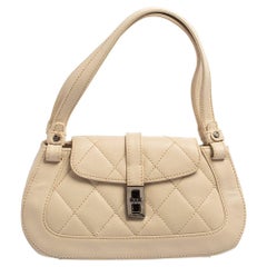 Chanel Cream Quilted Leather Mademoiselle Lock Flap Bag