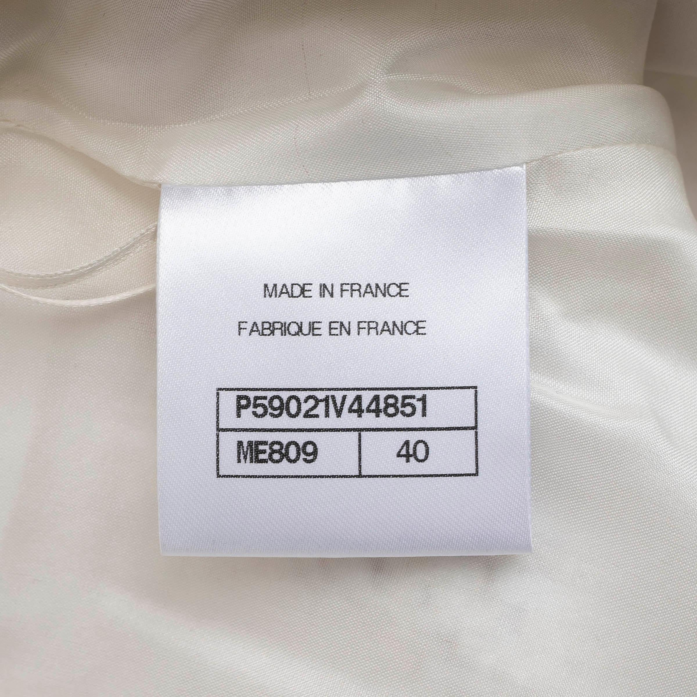 CHANEL cream & red cotton 18A HAMBURG TWEED MINI Skirt 40 M For Sale 3