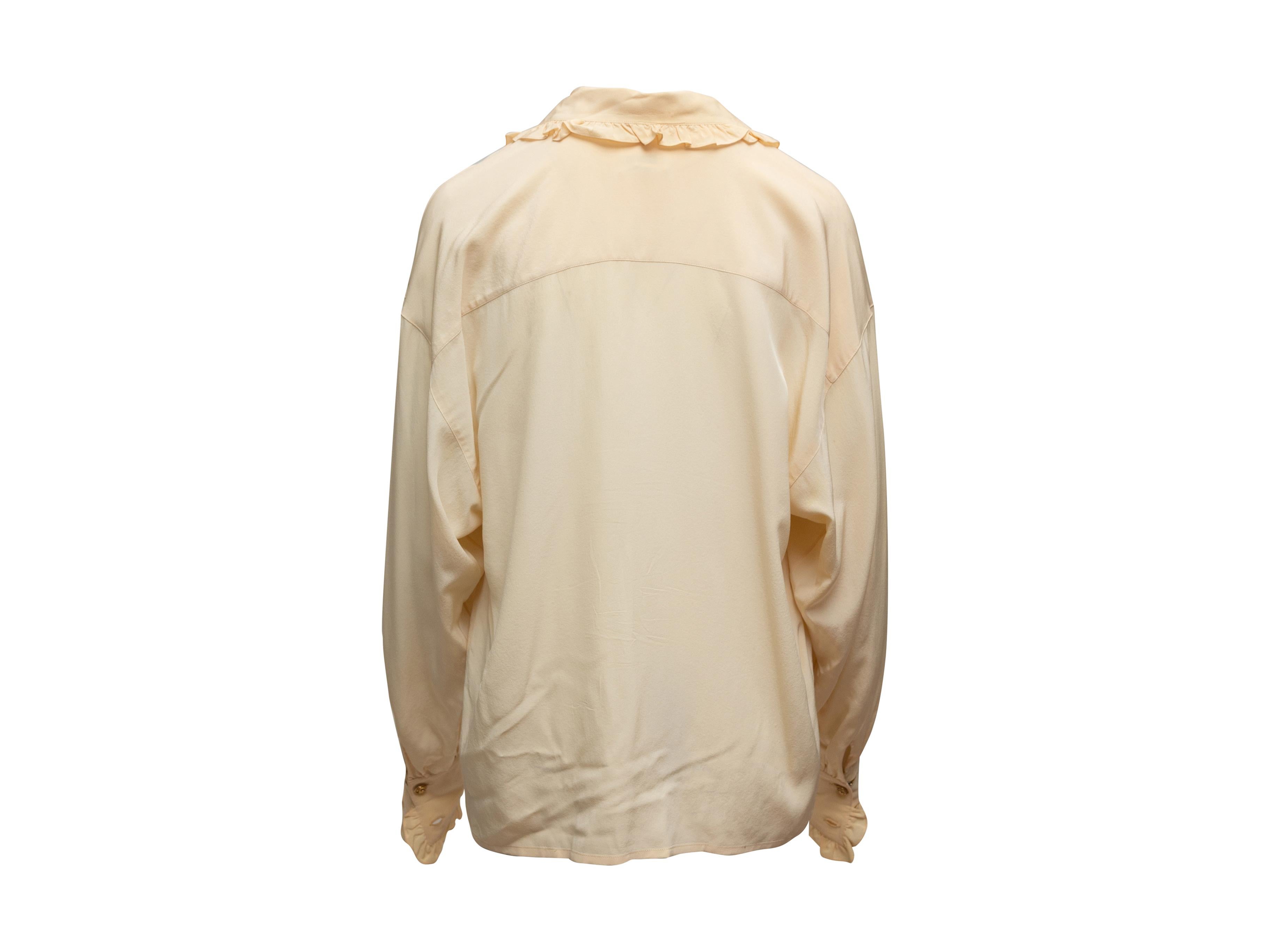 Chanel Cream Ruffle-Trimmed Button-Up Blouse In Fair Condition In New York, NY