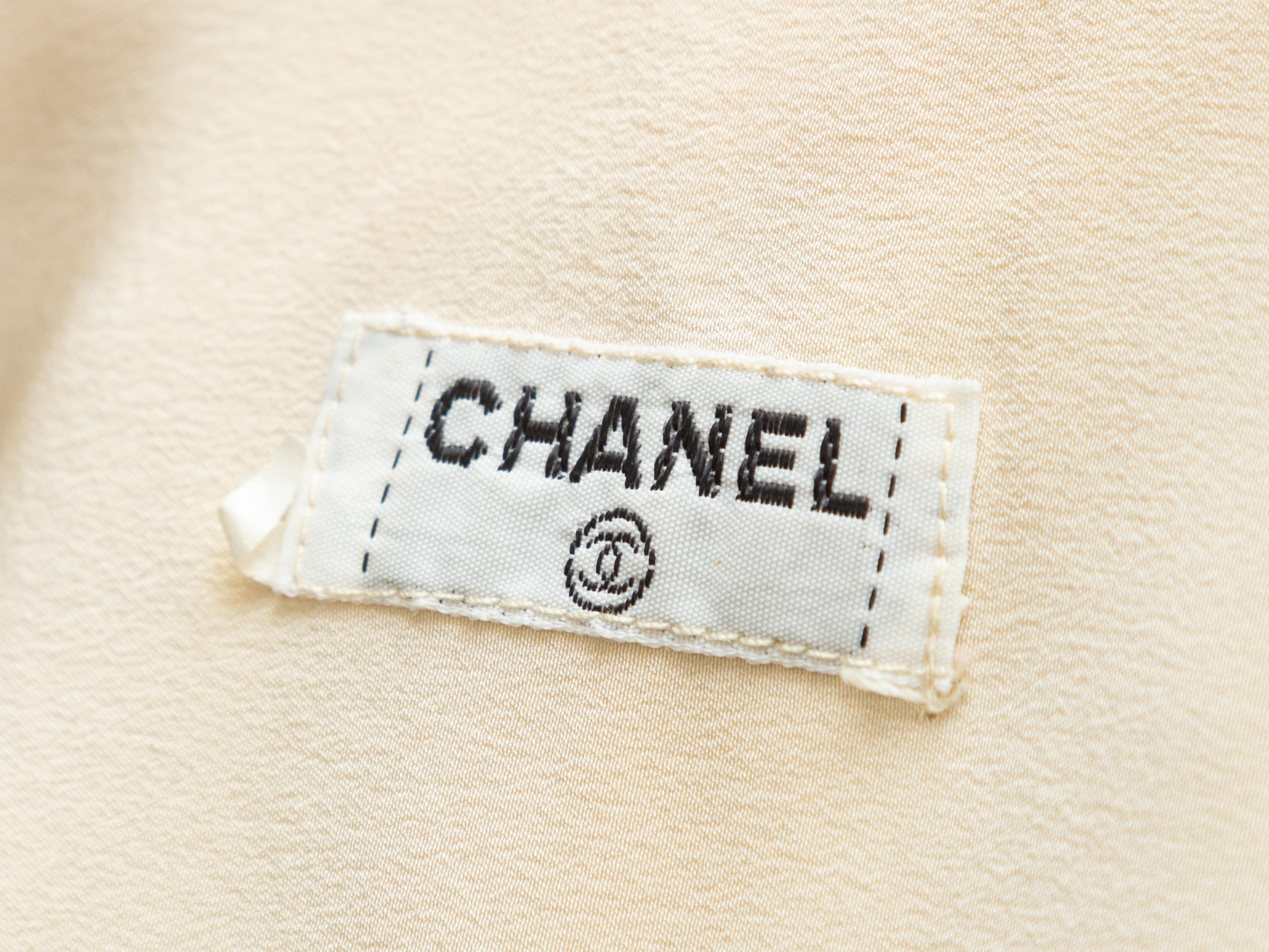 Women's Chanel Cream Ruffle-Trimmed Button-Up Blouse
