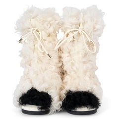 CHANEL cream shearling 21K FUR Boots Shoes 39