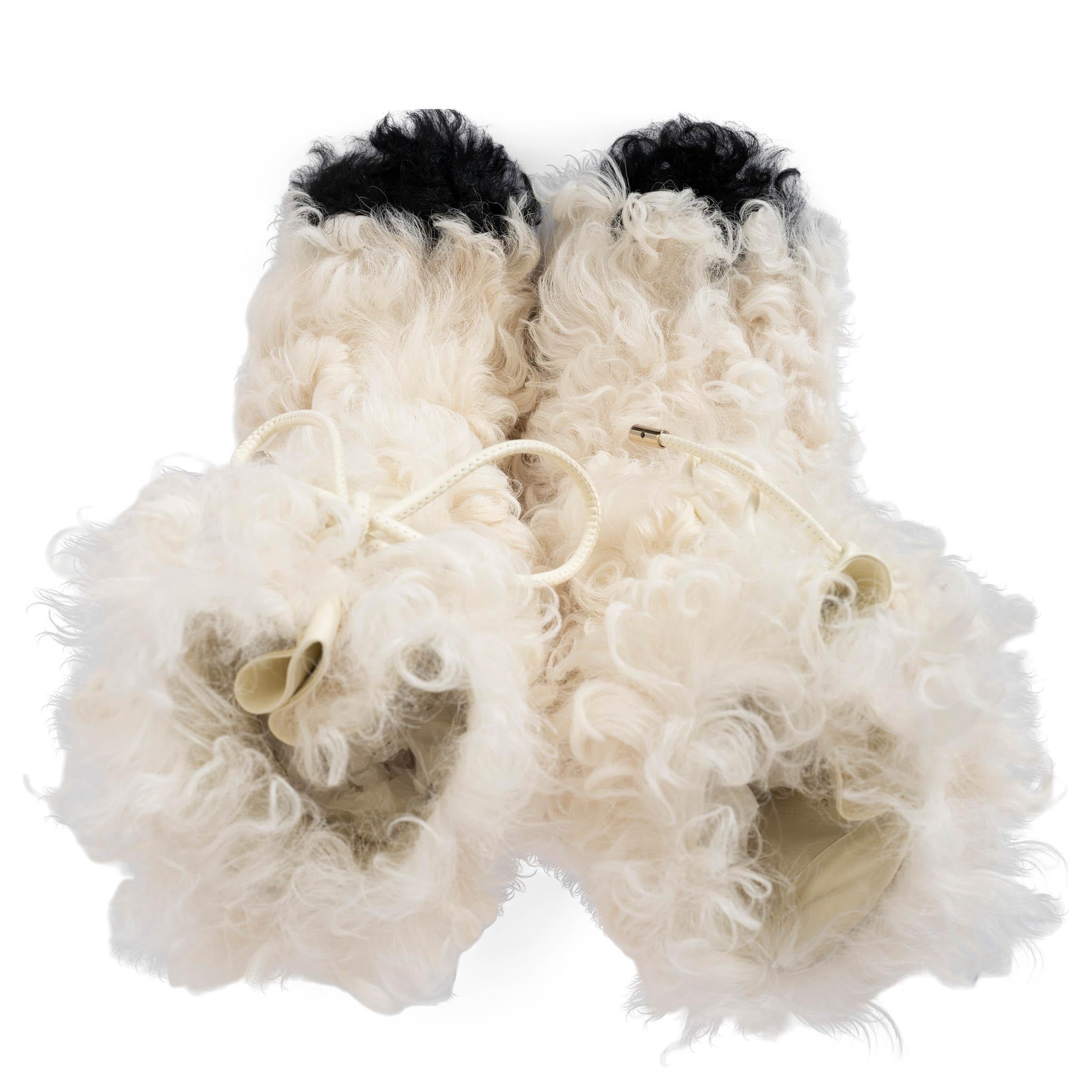 CHANEL cream shearling 21K FUR Boots Shoes 39 1