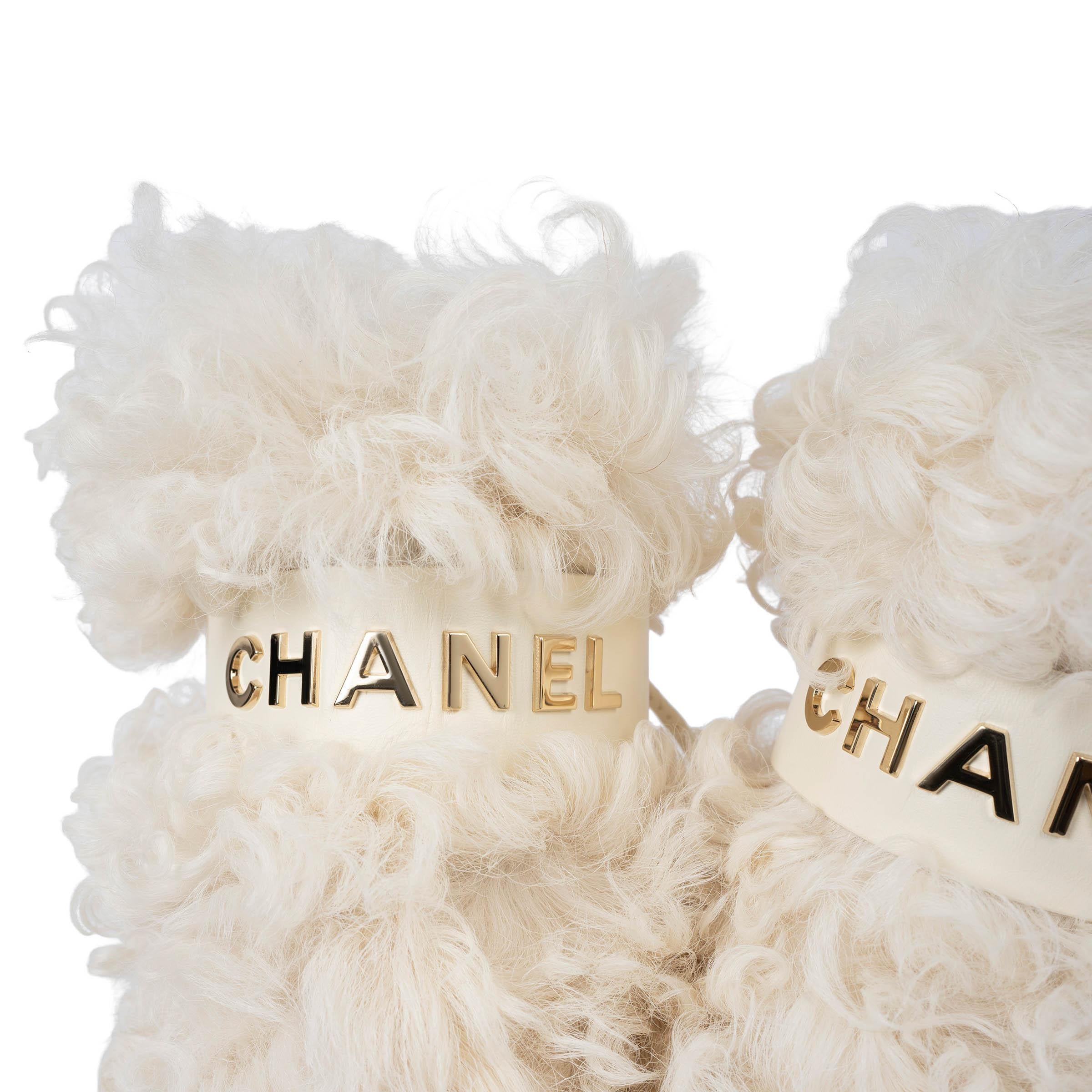 CHANEL cream shearling 21K FUR Boots Shoes 39 2