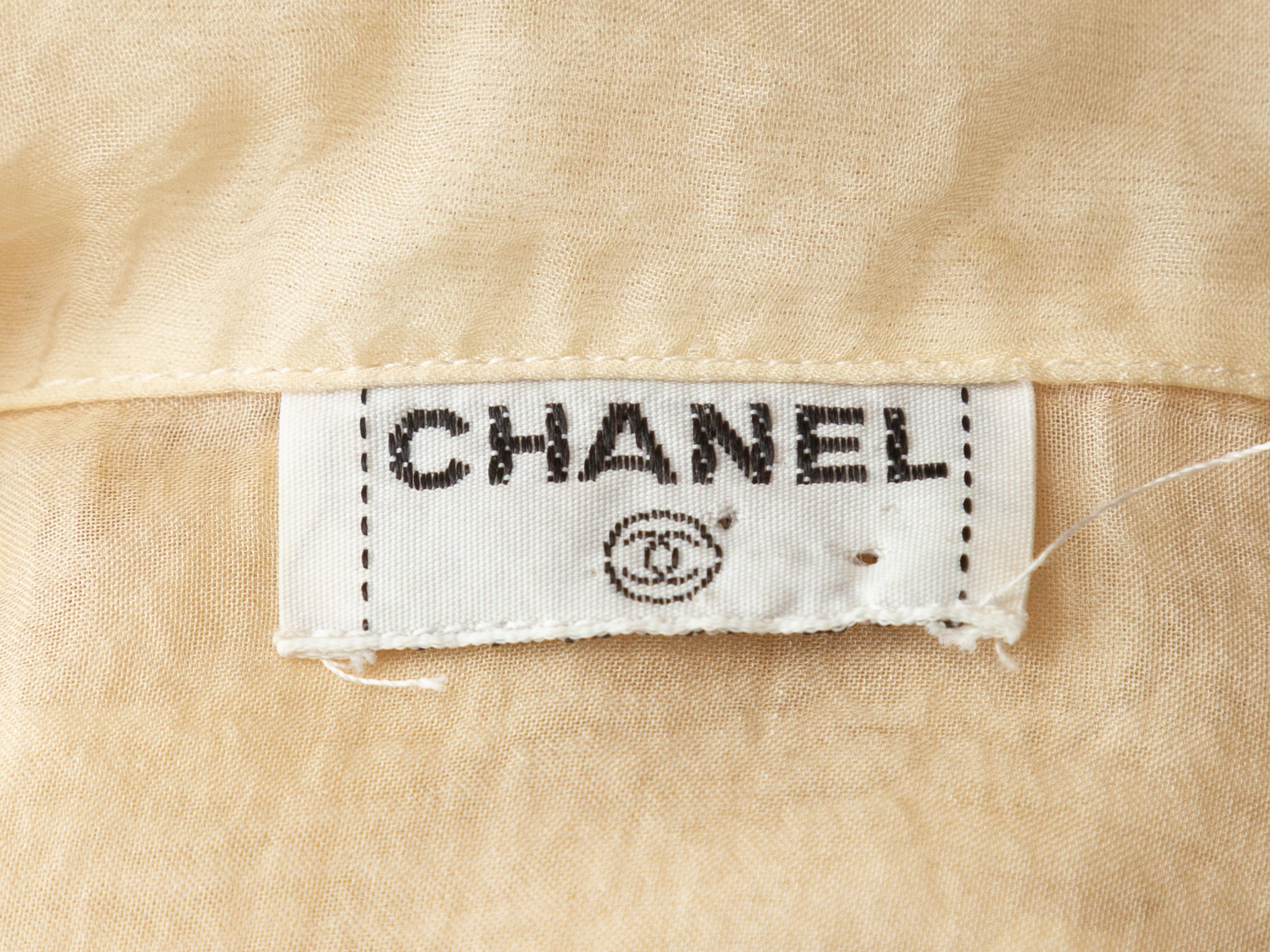 Chanel Cream Short Ruffle Sleeve Top In Good Condition In New York, NY
