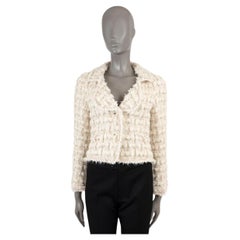 CHANEL cream silk blend 2005 05A CHUNKY TWEED Jacket 38 S