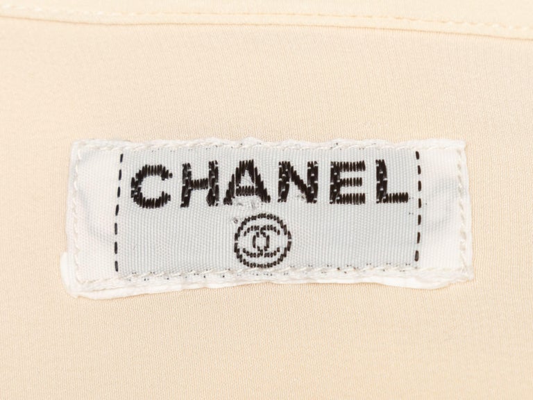 CHANEL silk COCO Mark Back Button Sleeveless blouse tops off white 38