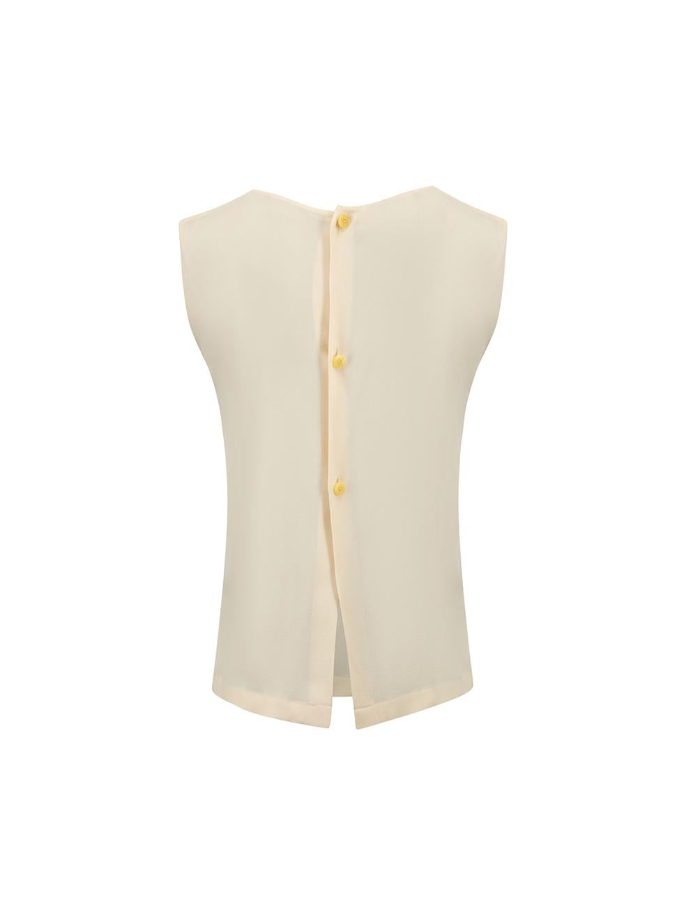Chanel Cream Silk CC Button Sleeveless Top Size XXL In Good Condition In London, GB