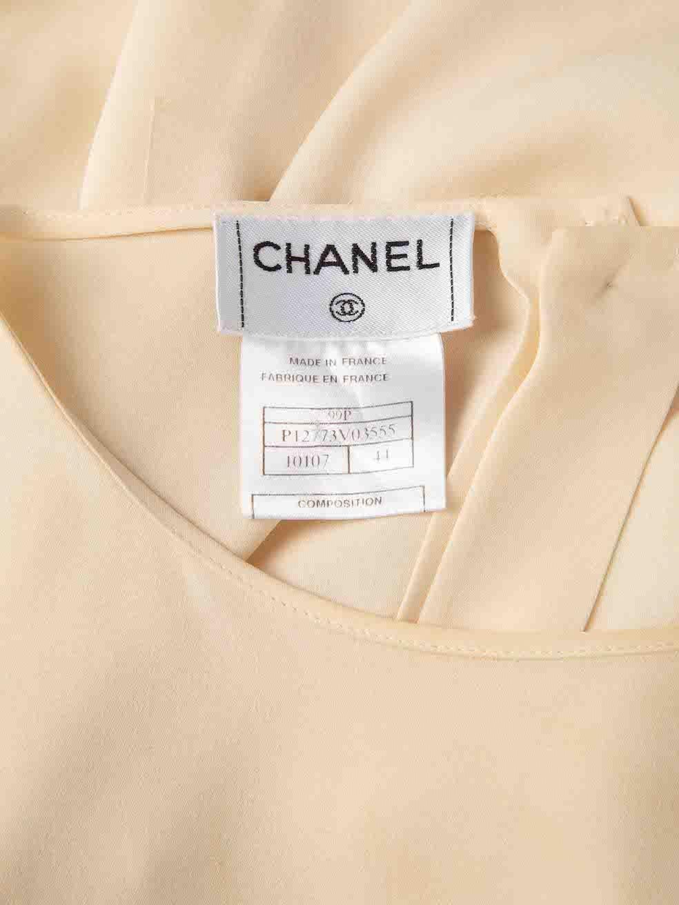 Chanel Cream Silk CC Button Sleeveless Top Size XXL 4