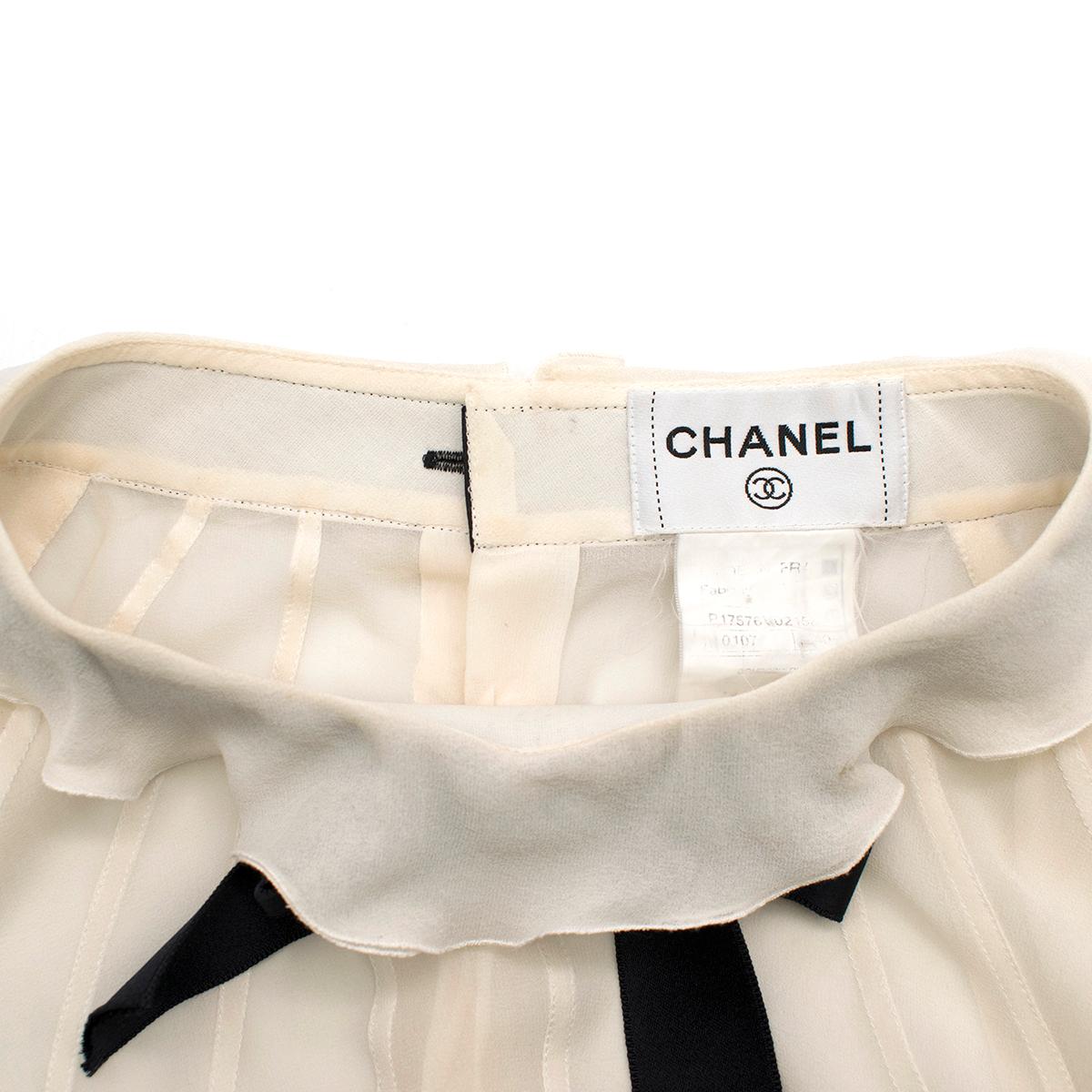 Beige Chanel Cream Silk-Chiffon Blouse US 8