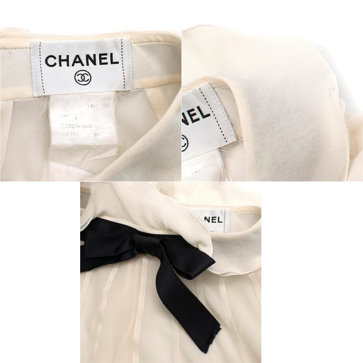 Chanel Cream Silk-Chiffon Blouse US 8 In Good Condition In London, GB