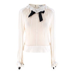Chanel Creme Seiden-Chiffon-Bluse US 8