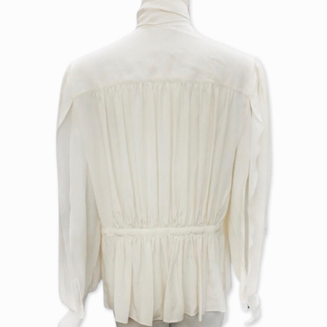 Chanel Cream Silk Cut Out Sleeve Blouse  For Sale 1