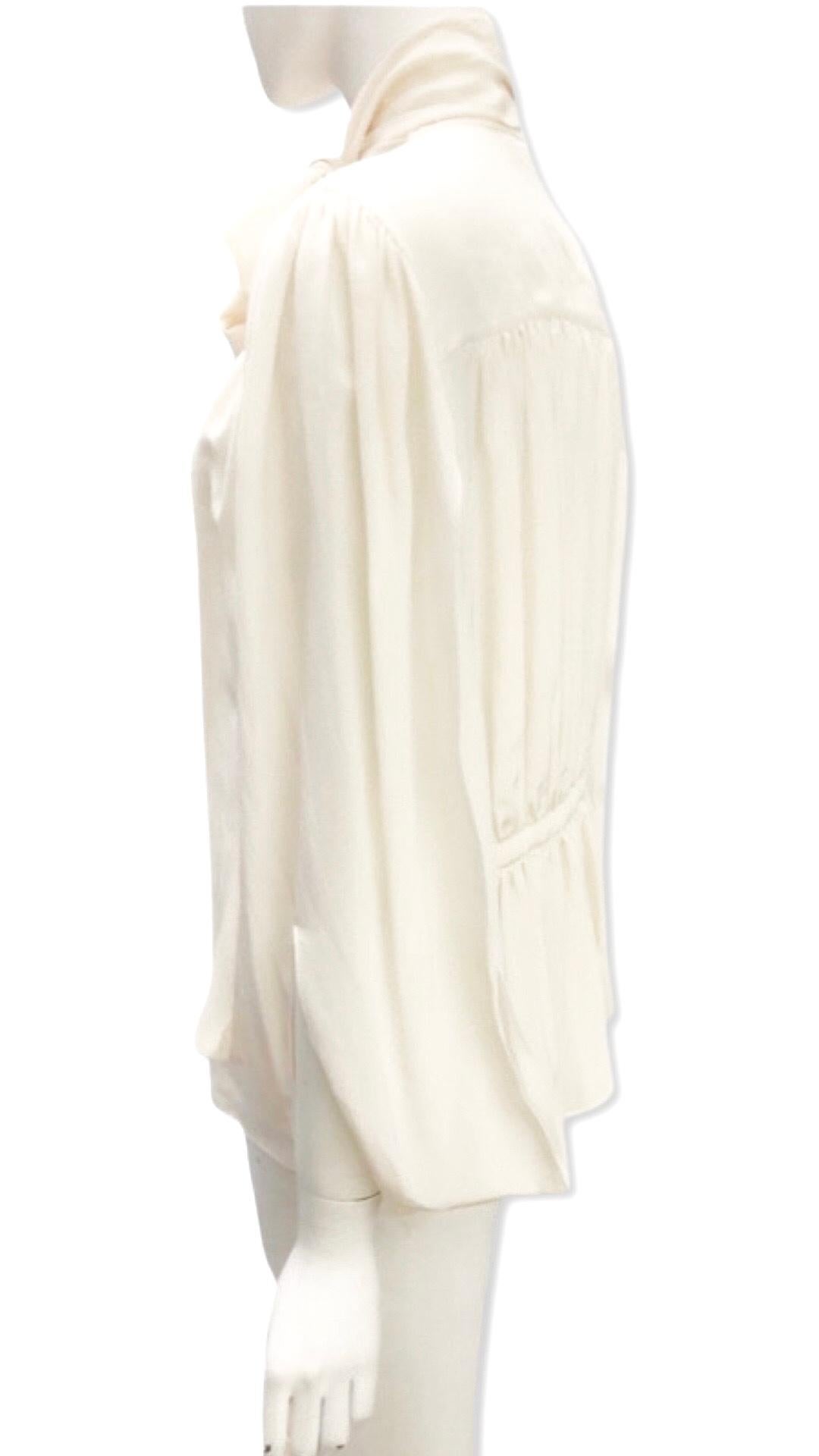 Chanel Cream Silk Cut Out Sleeve Blouse  For Sale 2