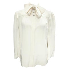 Chanel cream silk cut out sleeves blouse