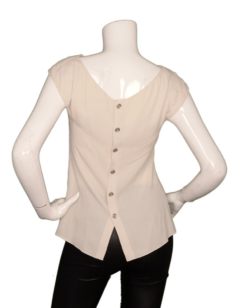 Chanel Cream Silk Sleeveless Top W/ 6 CC Back Buttons Sz 36 For Sale at ...