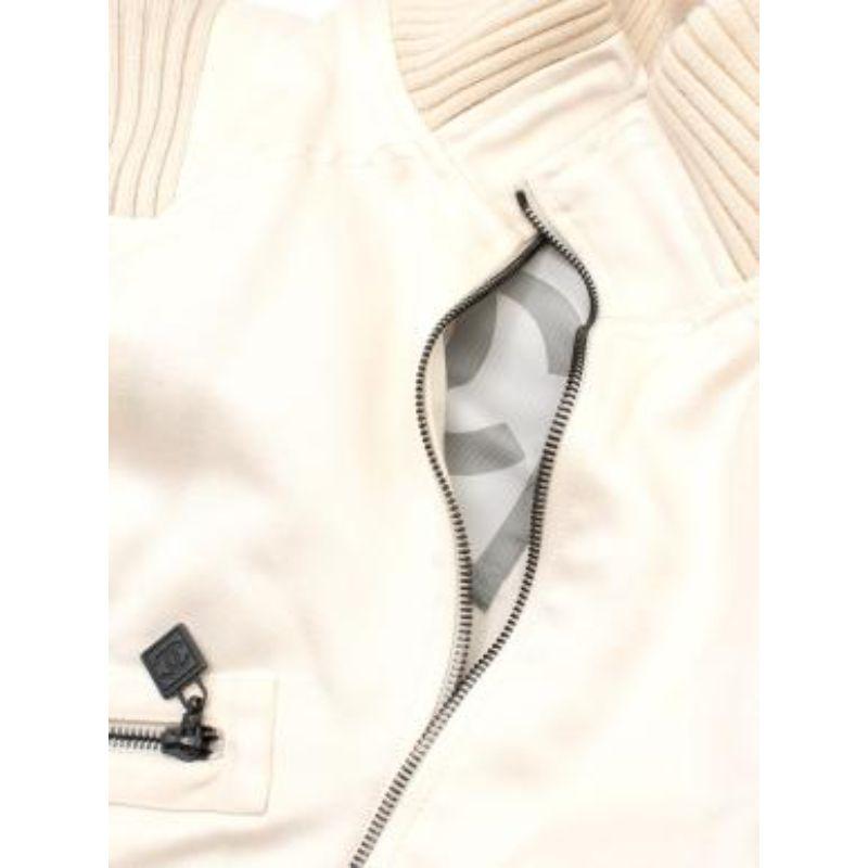 Chanel Cream Sport Line CC Bomber Jacket In Good Condition For Sale In London, GB