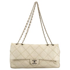 Chanel Cream Stitched Jumbo Flap Bag