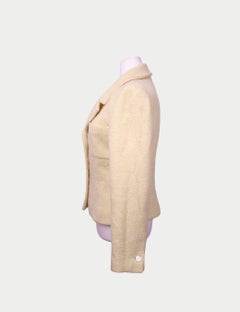 Chanel Cream Textured Button Front Jacket - FR 38