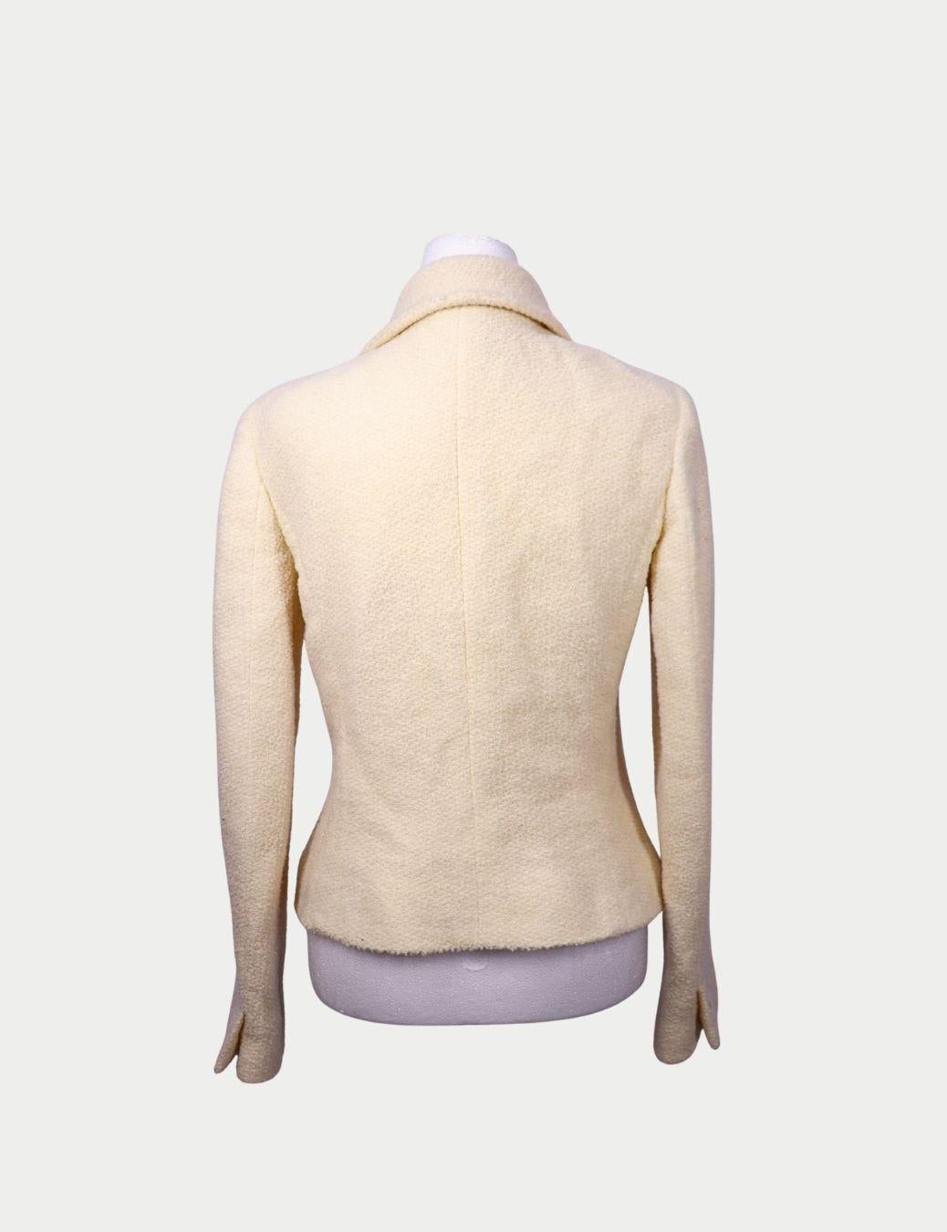 Chanel Cream Textured Button Front Jacket - FR 38 For Sale at 1stDibs