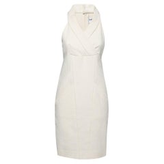 Chanel Cream Textured Cotton Midi Dress M