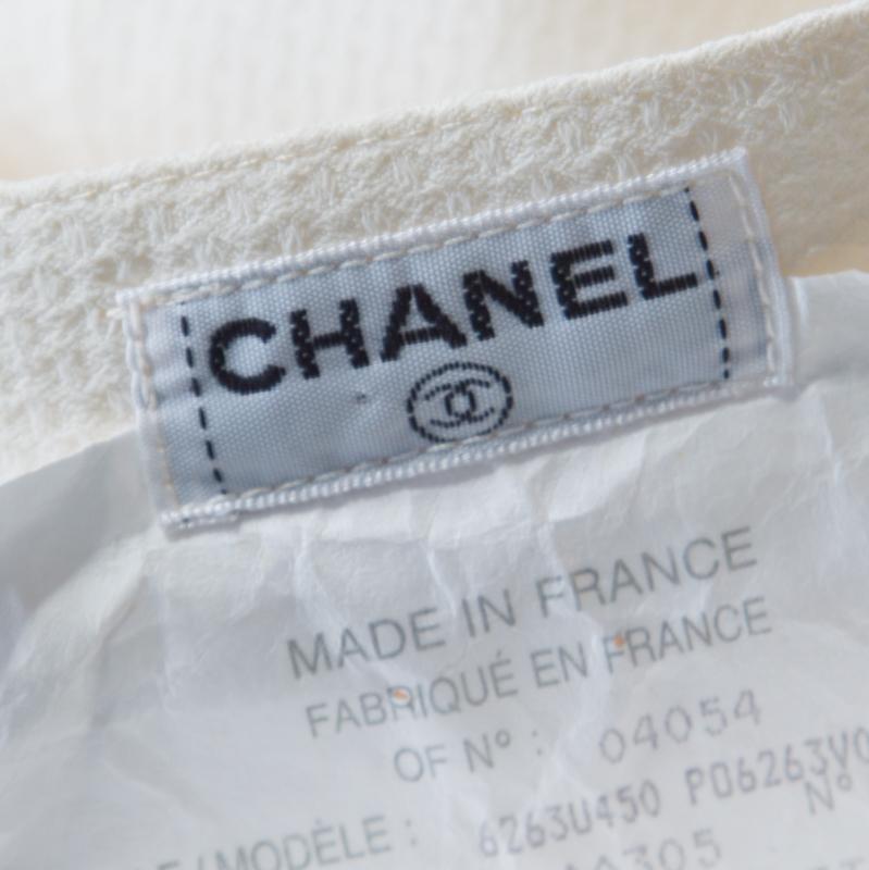 Gray Chanel Cream Textured High Waist Shorts M