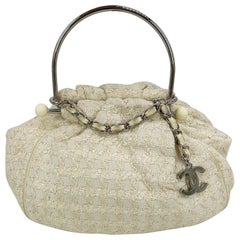 Chanel Cream Tweed Boucle Knitting Bag with Silver Hardware, Women's