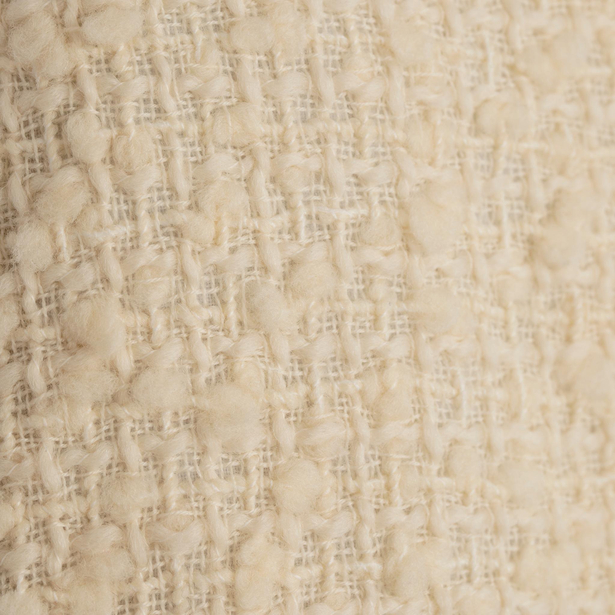 Chanel Creme Tweed Jacke mit karierten Futter 42 FR 1