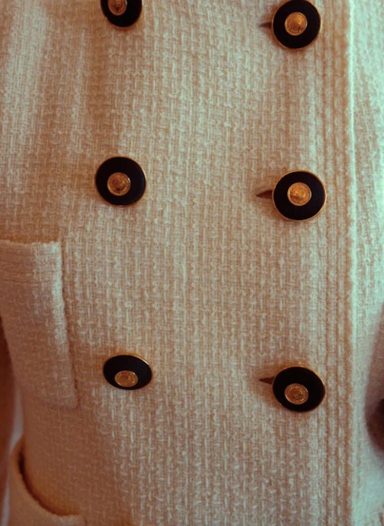 Chanel Cream Tweed Skirt Suit with Coco Chanel Buttons