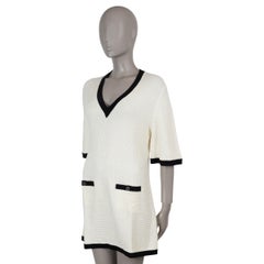 CHANEL cream viscose 24P TEXTURED KNIT MINI Dress 40 M