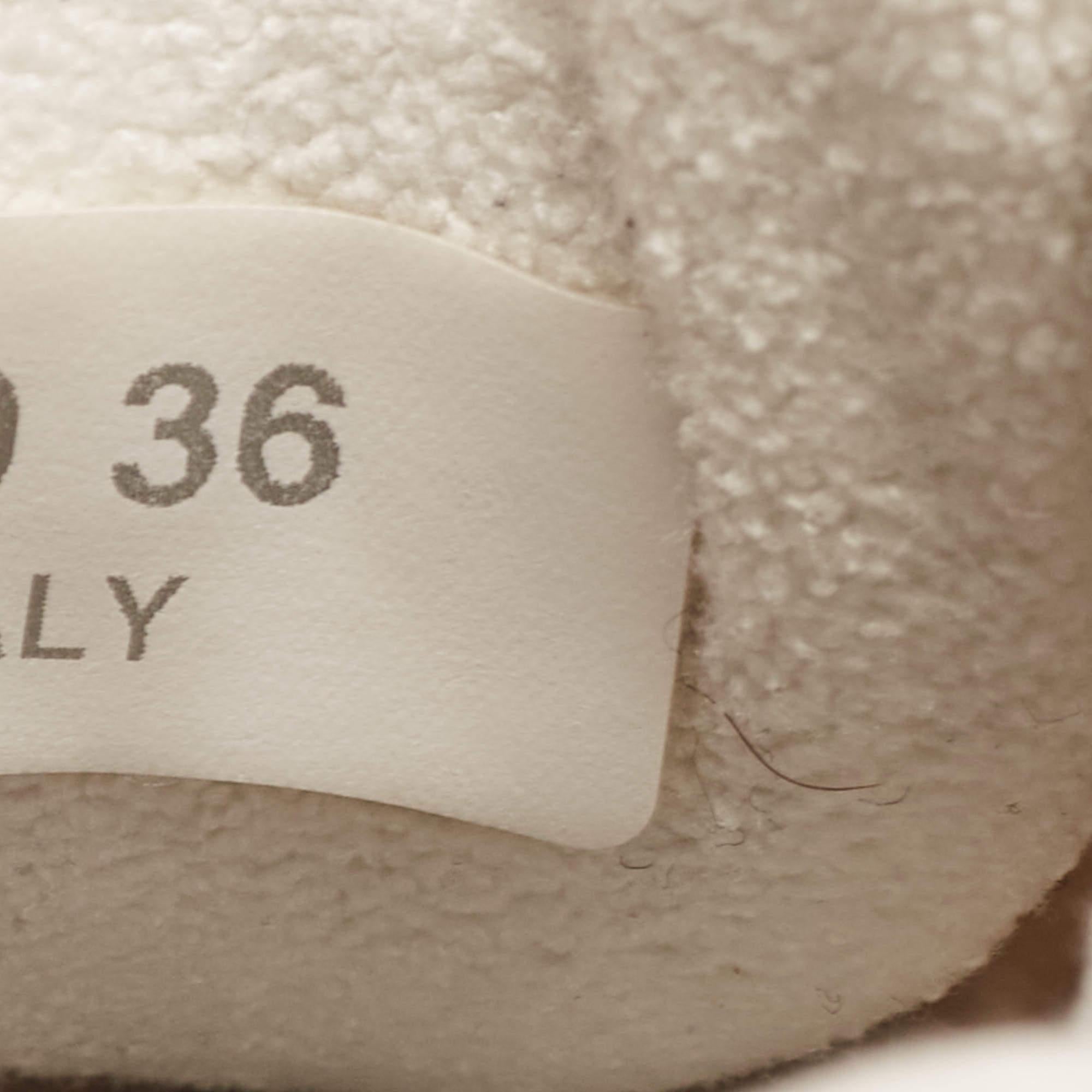 Chanel Cream/White Fabric and Suede CC Low Top Sneakers Size 36 2