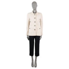 CHANEL cream white wool 2014 14A DALLAS PETER PAN Jacket 42 L