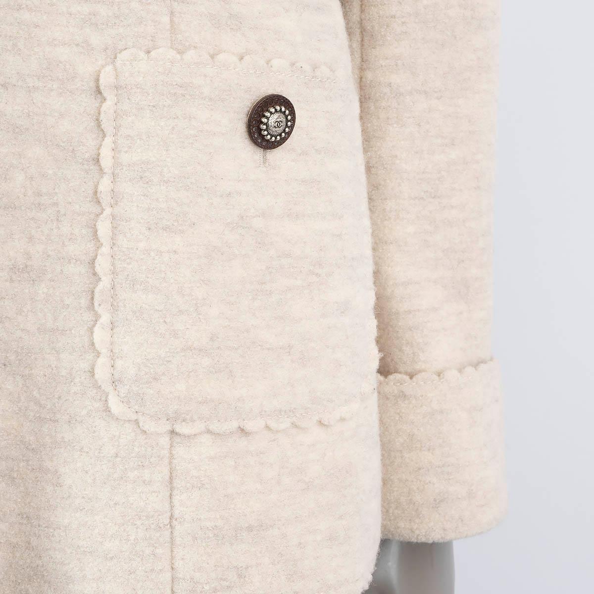 CHANEL cream white wool 2014 14A DALLAS PETER PAN Jacket 42 L 2