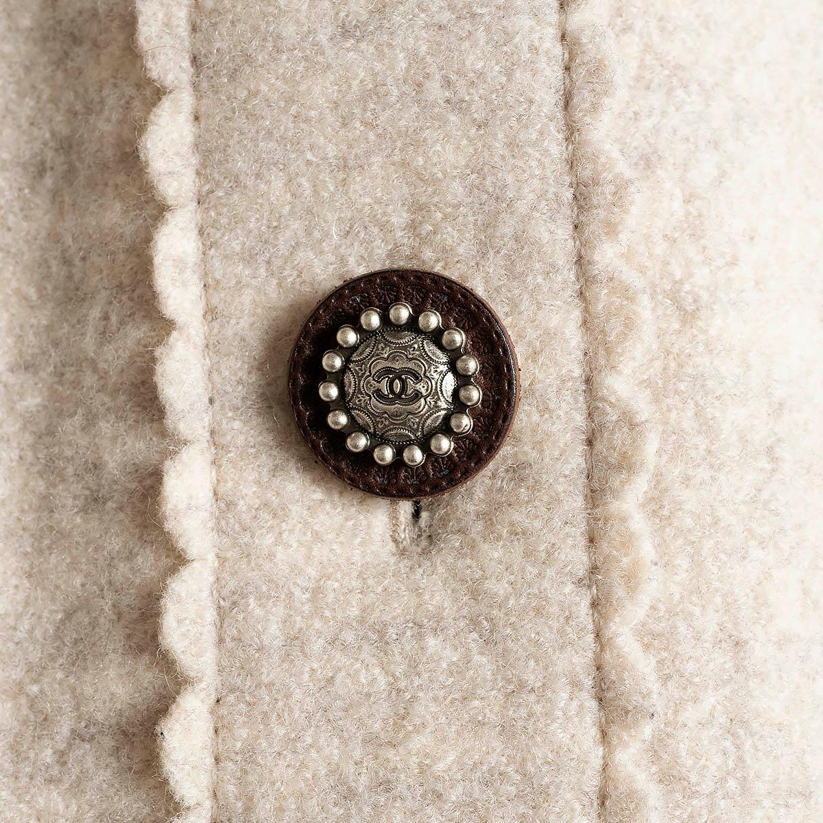 CHANEL cream white wool 2014 14A DALLAS PETER PAN Jacket 42 L 3