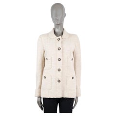 CHANEL cream white wool 2014 14A DALLAS PETER PAN Jacket 42 L