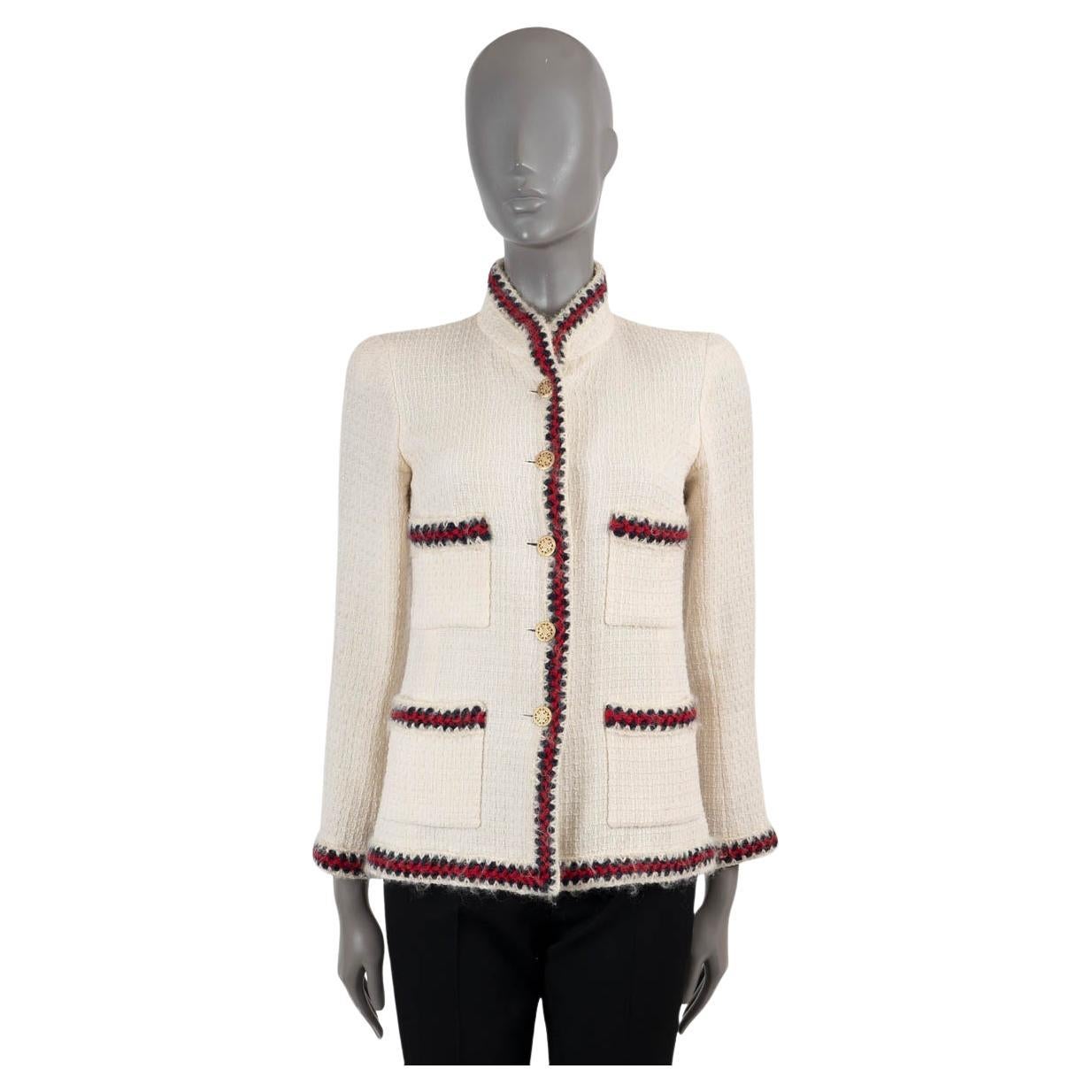 CHANEL cream wool 2010 10A SHANGHAI Tweed Jacket 36 XS For Sale