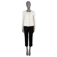 CHANEL cream wool 2021 21A CHATEAU DES DAMES CC LOGO Tweed Jacket 38 S