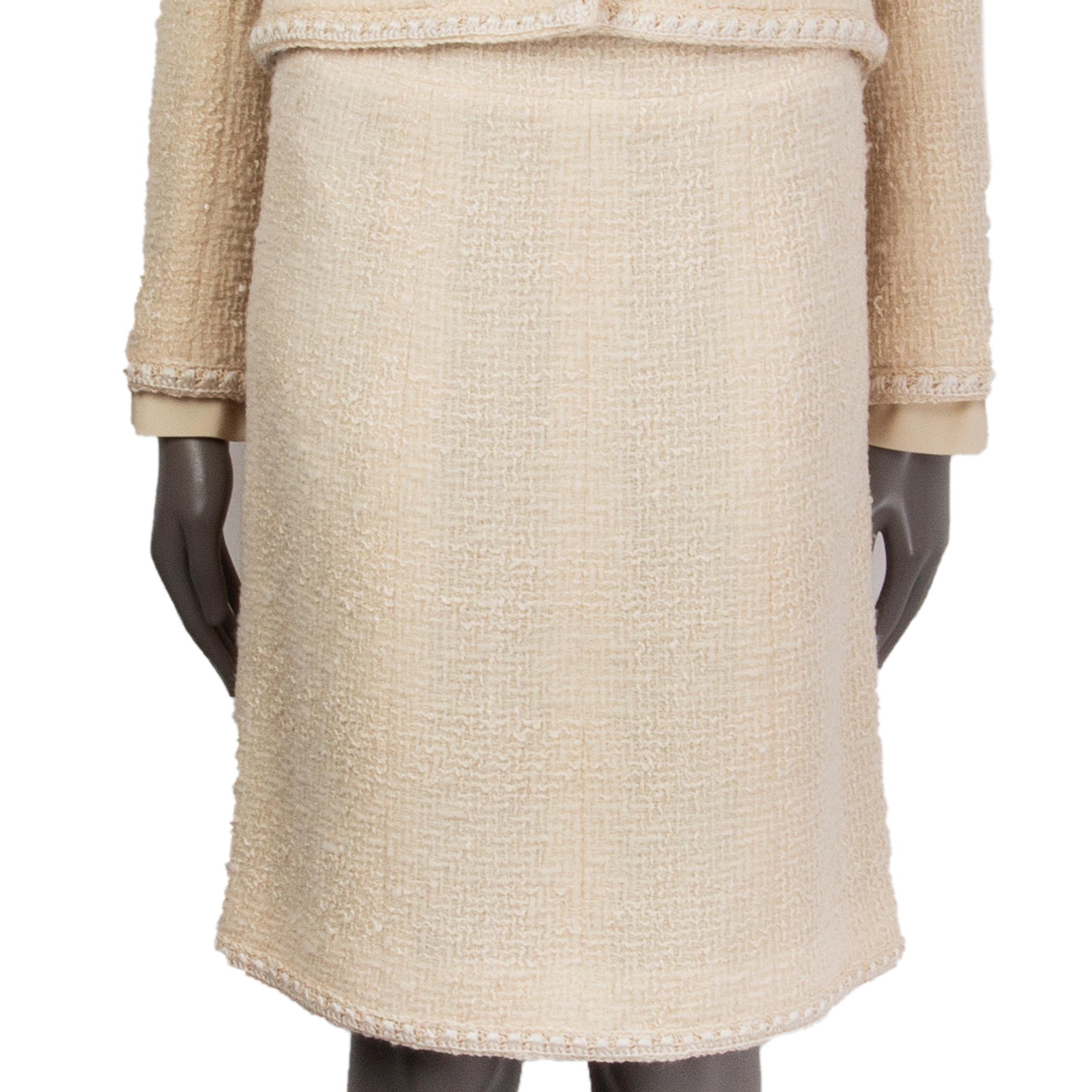 CHANEL Jupe en laine crème longueur genou BOUCLE TWEED 36 XS Pour femmes en vente