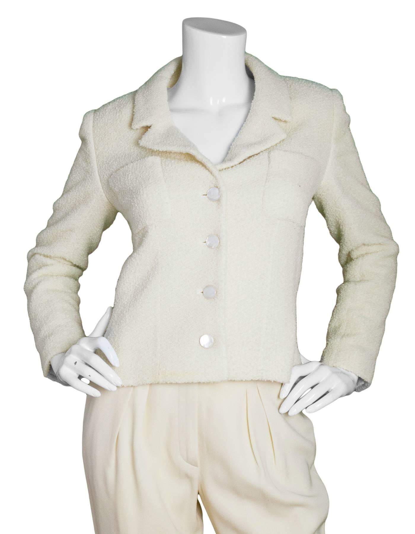 Beige Chanel Cream Wool Jacket Sz FR34