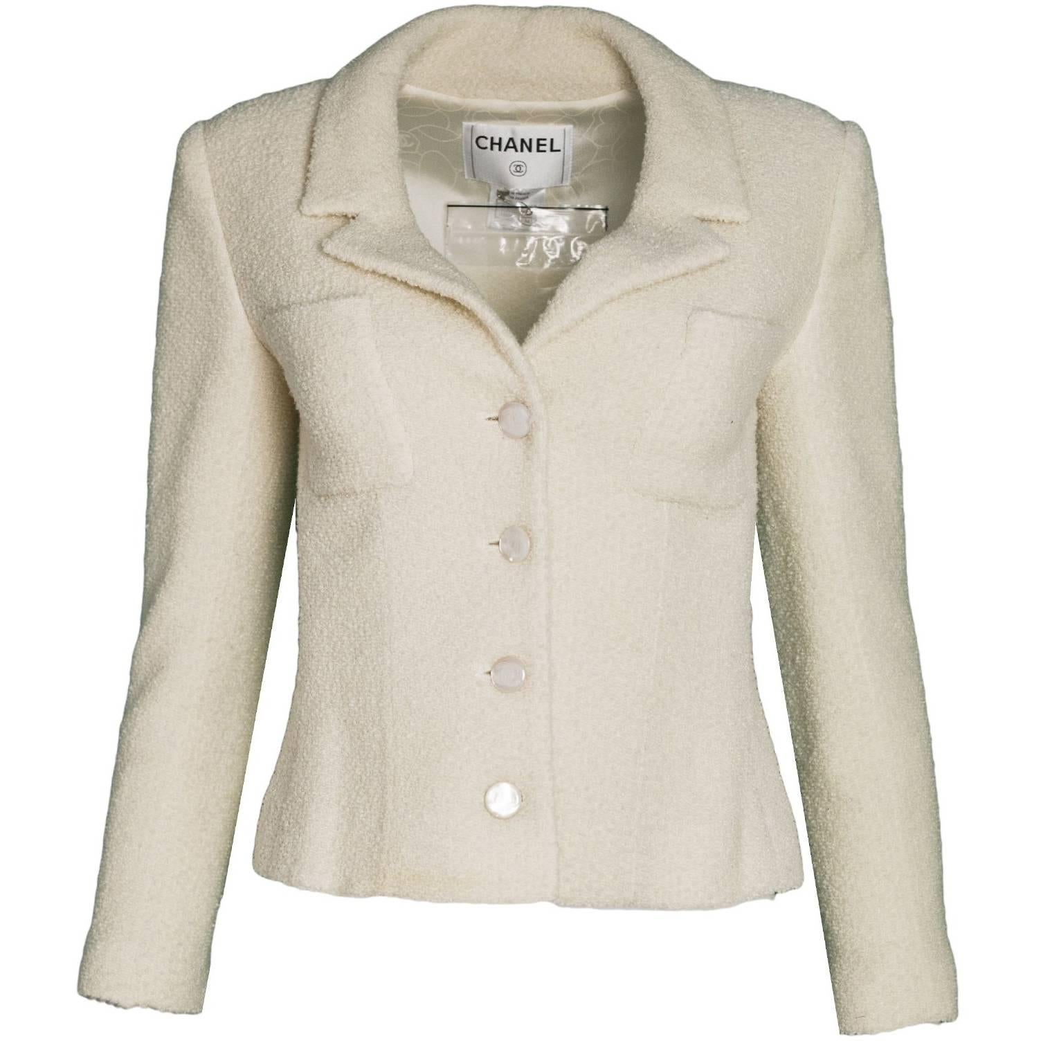 Chanel Cream Wool Jacket Sz FR34