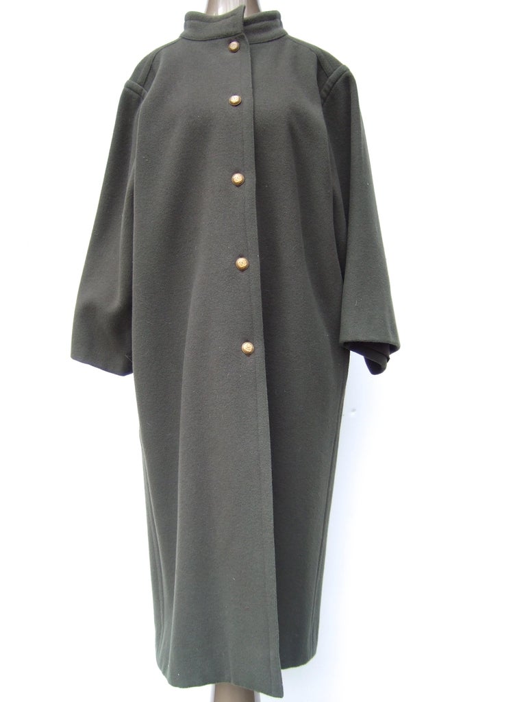 CHANEL Creations Muted Gray - Green Wool Coat with C.C. Buttons c 1980s For  Sale at 1stDibs