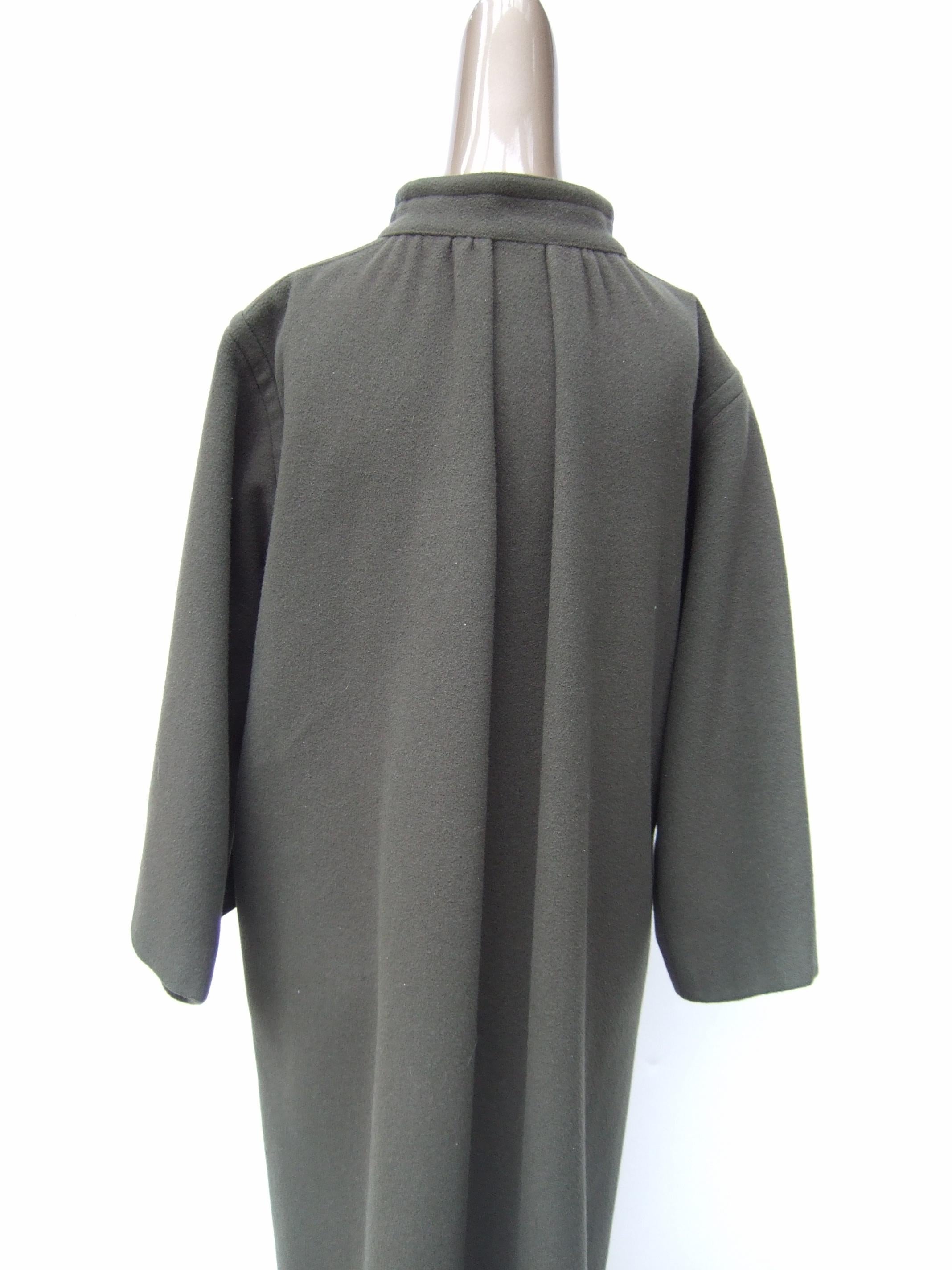 CHANEL Creations Muted Gray - Green Wool Coat with C.C. Buttons c 1980s For Sale 2