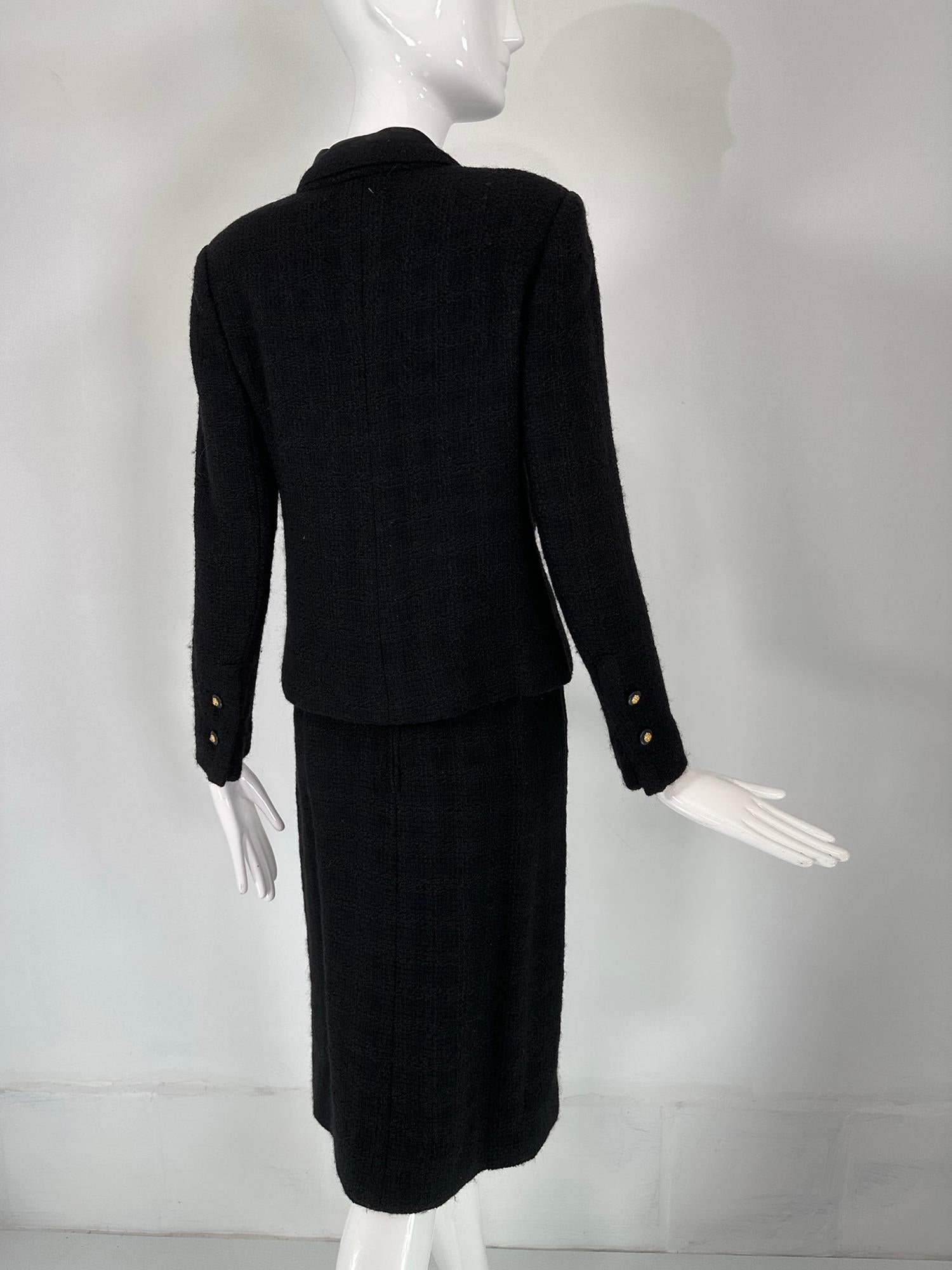Chanel Creations-Paris Schwarzer Tweed-Wollanzug datiert 11/1/1971 im Angebot 7