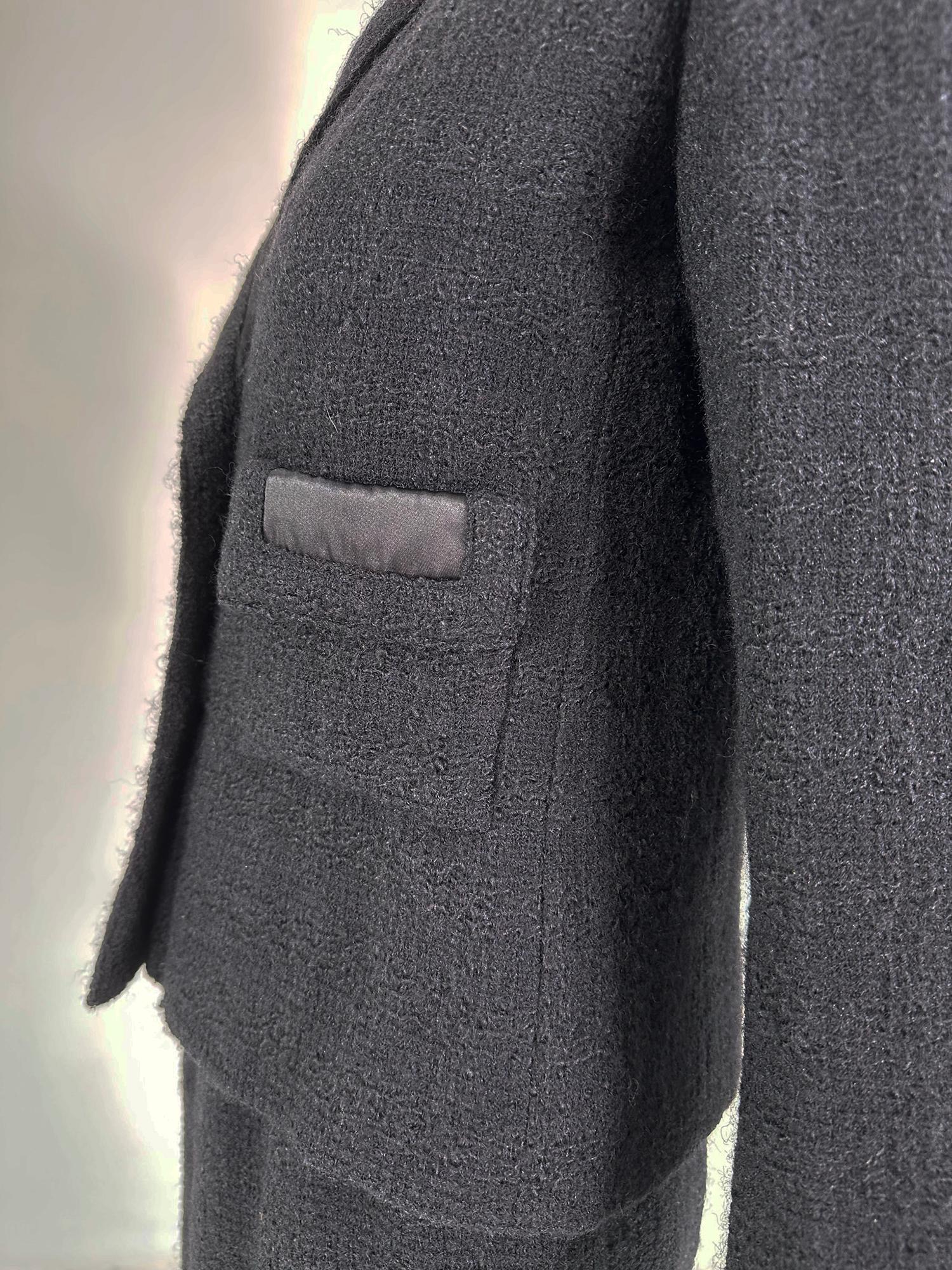 Chanel Creations-Paris Schwarzer Tweed-Wollanzug datiert 11/1/1971 im Angebot 14