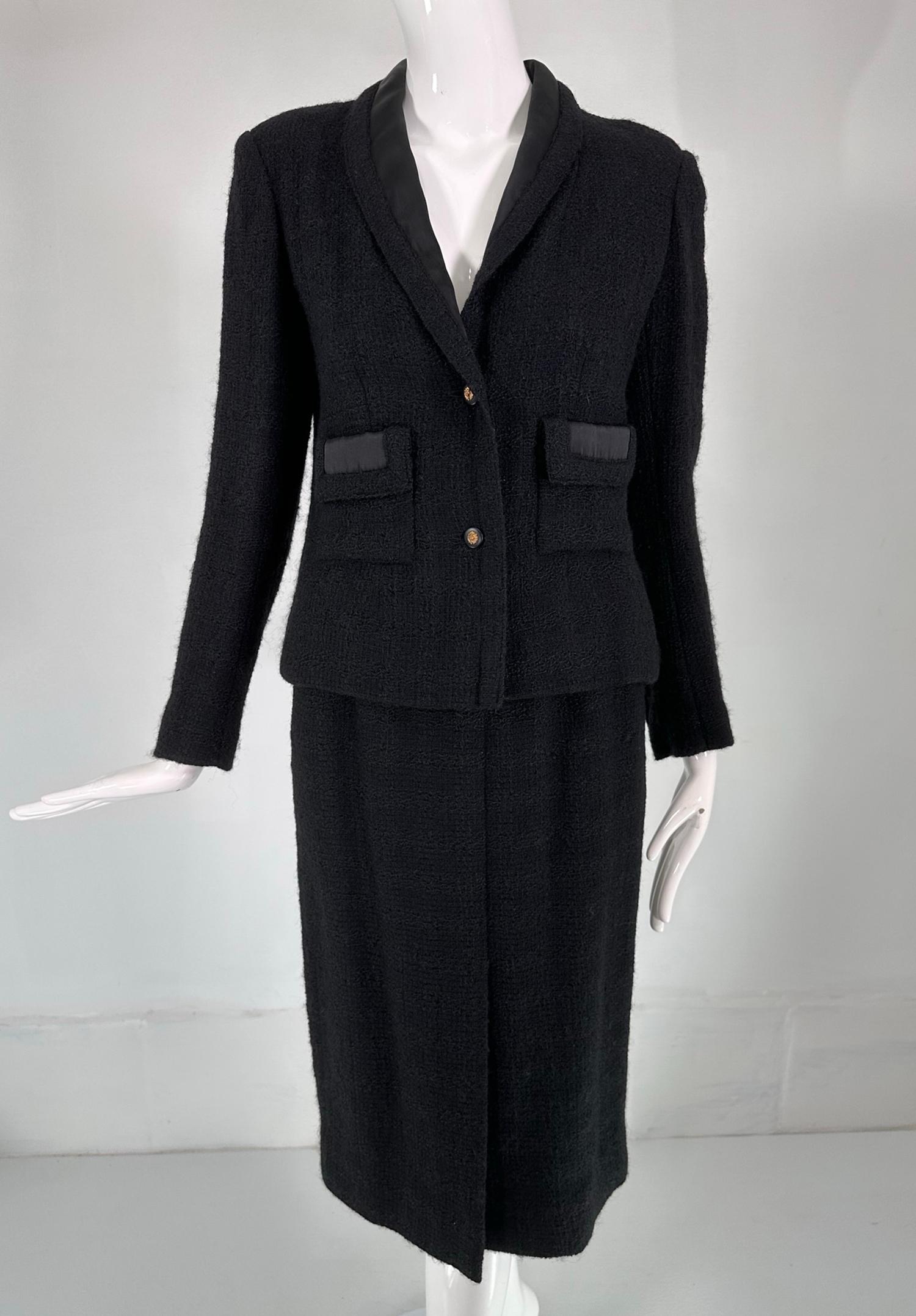 Chanel Creations-Paris Schwarzer Tweed-Wollanzug datiert 11/1/1971 im Angebot 5