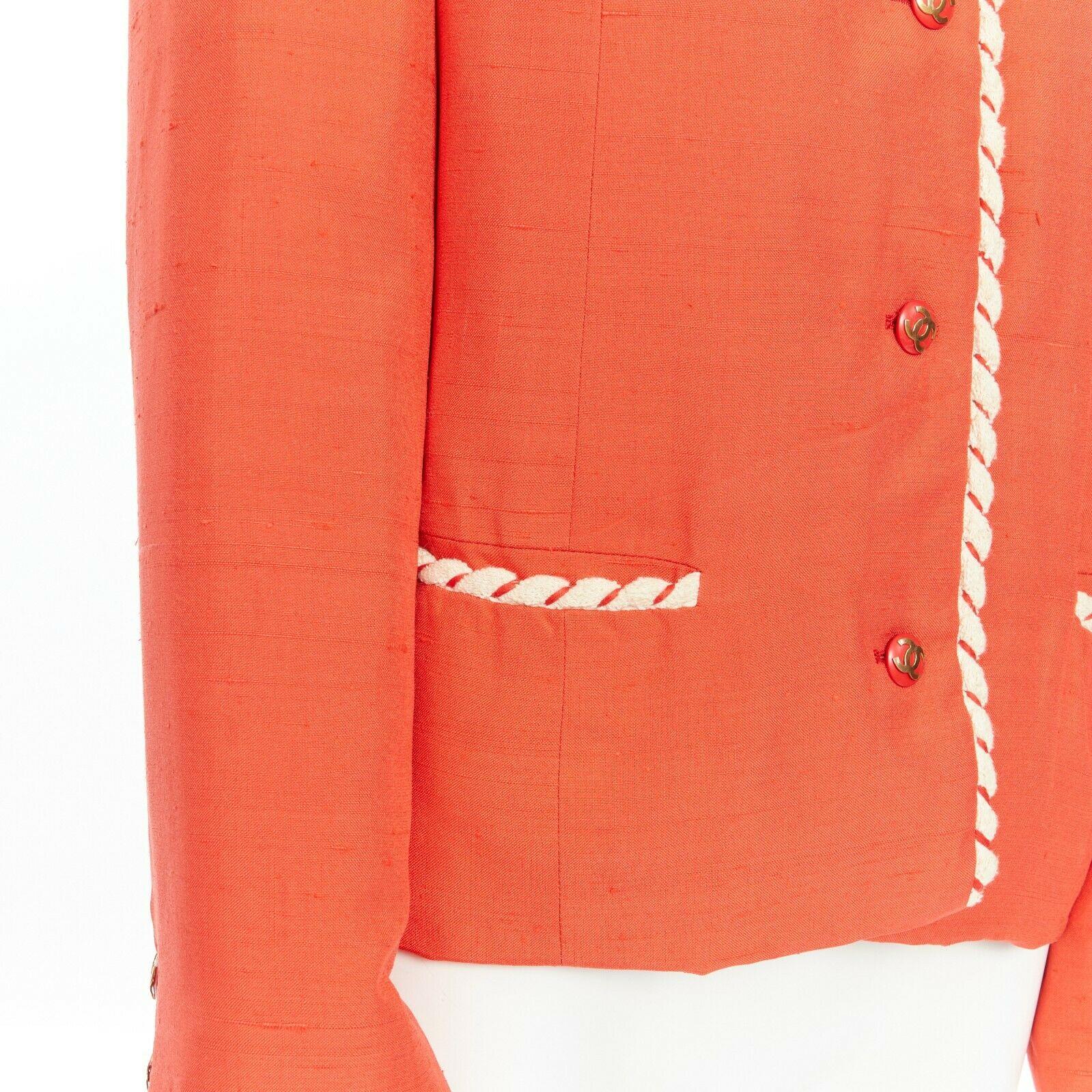 CHANEL CREATIONS  Vintage 1970's red orange quilted lining  trim jacket US16 XL 2