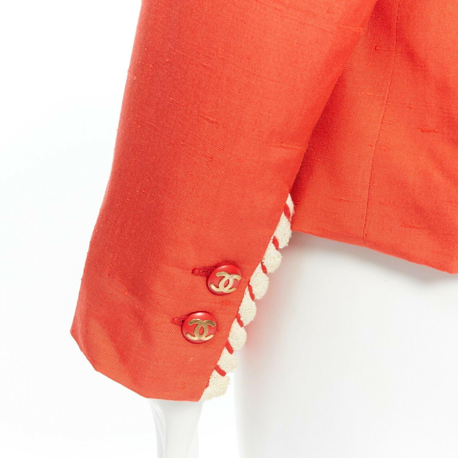 CHANEL CREATIONS  Vintage 1970's red orange quilted lining  trim jacket US16 XL 3