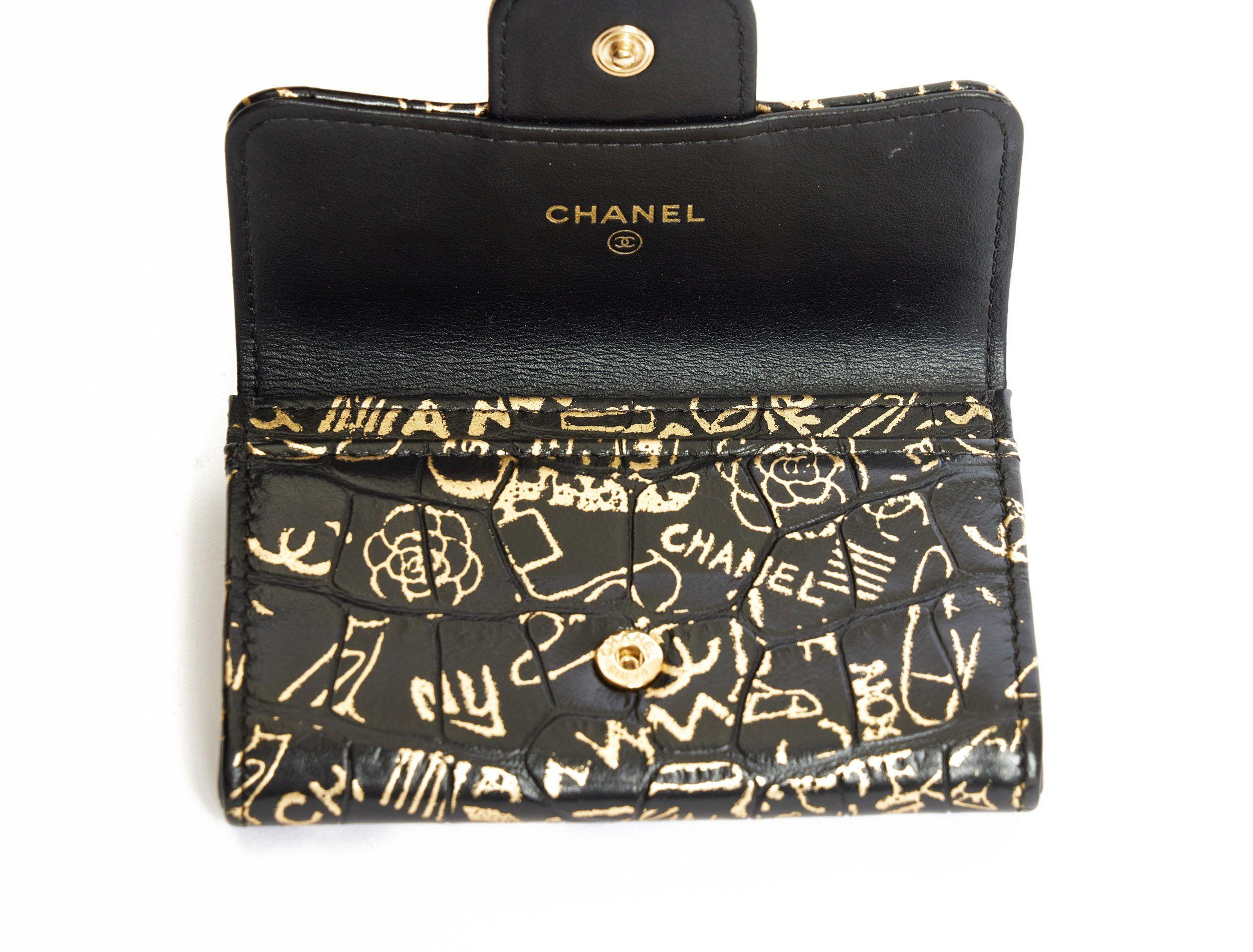 Black Chanel Credit Card Case Graffiti For Sale