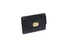 Chanel Credit Card Case Mint Black Chevron