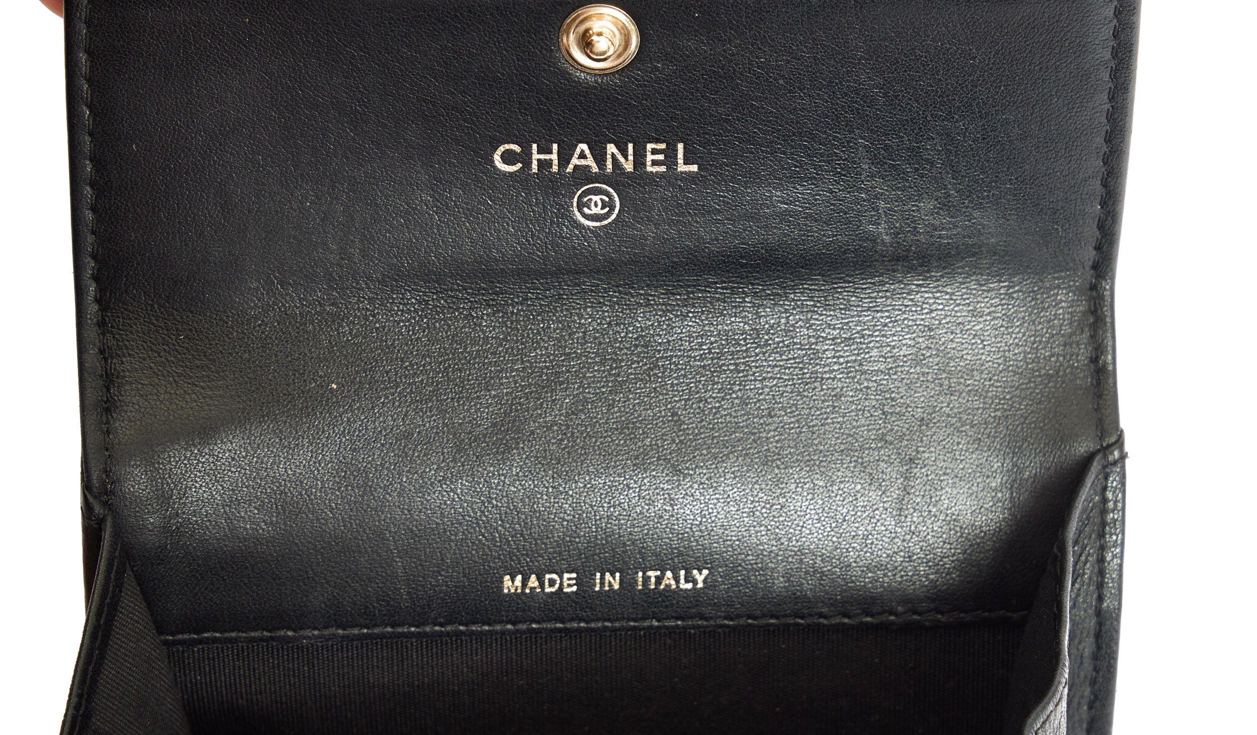 Chanel Credit Card Case Mint Black Chevron  For Sale 1